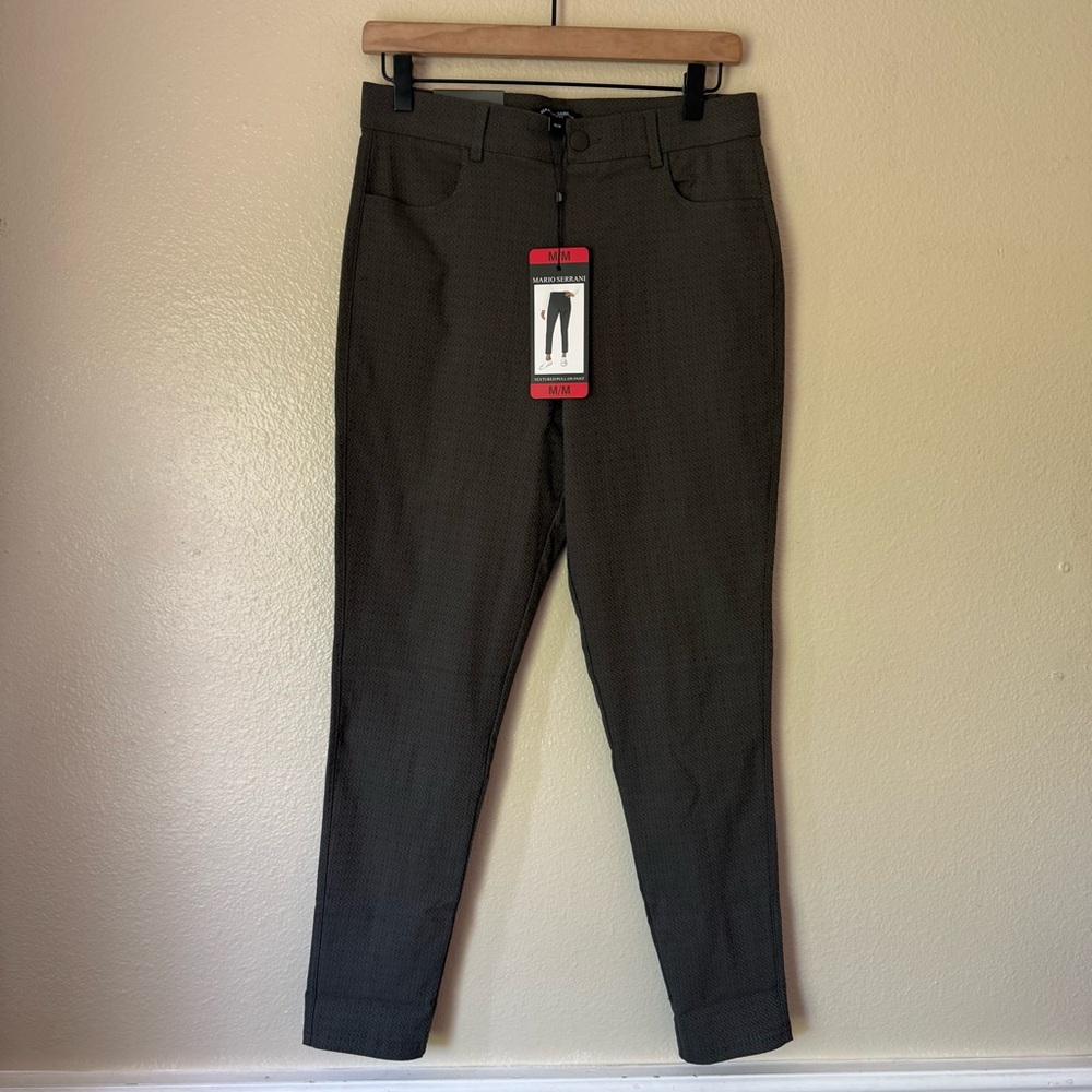 Mario Serrani Olive Green Cropped Slim Pants